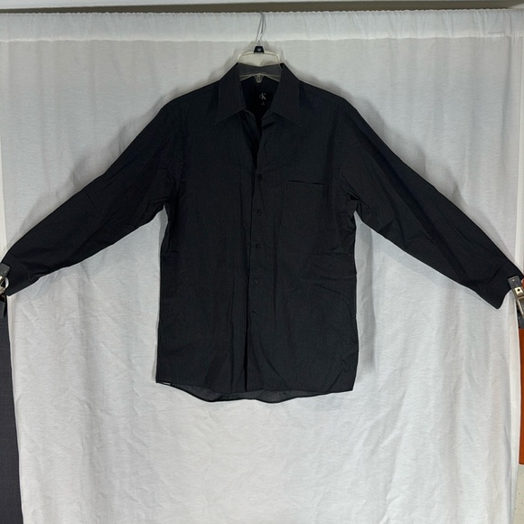 Men’s Large Calvin Klein button up dress shirt Black with white accent New WOT - Picture 1 of 7
